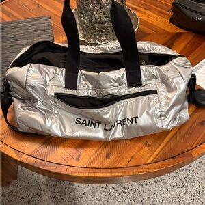 Saint Laurent Metallic Silver Duffel Bag